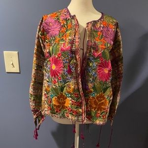 Unbranded Multi Colored Embroidered Front Tie Jkt